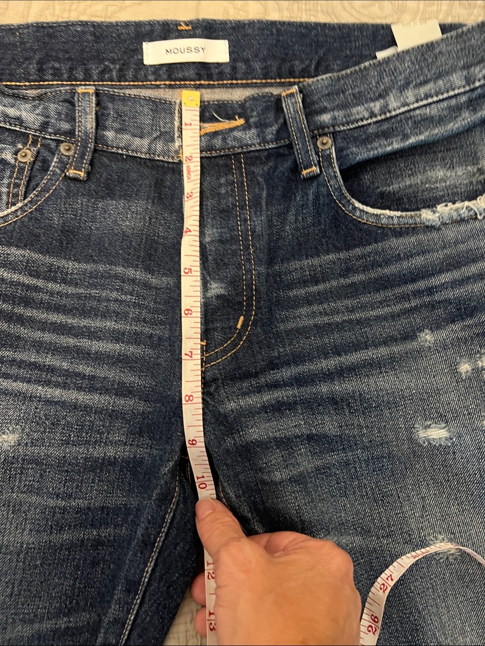 Moussy Women's Slim Straight Distressed Jeans - Dark Blue - Picture 6 of 8
